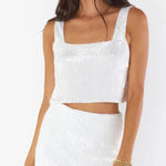 Show Me Your Mumu $108 Tara White Sequin Crop Top Tank Bridal Wedding Photo 0