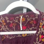 Free People Ava Embroidered V-Neck Pullover Top M Photo 2