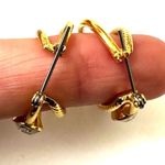 Gold tone and rhinestone double hoop earrings Photo 4