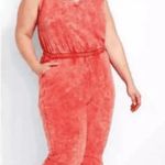 Lane Bryant Livi Womens Jumpsuit French Terry Acid Wash Red Pockets 18/20 Photo 3