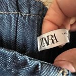 ZARA High Rise Paper Bag Straight Raw Hem Jeans Photo 6
