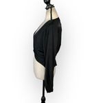 MINKPINK Harper Twist Blouse Women's Small Black Satin Long Sleeve V-Neck NWT Photo 3