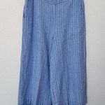 1. State [] Blue White Striped Linen Blend High Rise Wide Leg Crop Pants Sz Large Photo 0