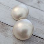 Vintage Clip On Earrings 1 & 1/8" Cream Photo 3