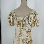 Reformation  Pearl Dress Aurora Floral Cream Ivory Orange Gold Puff Sleeve Midi 8 Photo 7