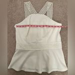 Thalia Sodi 🆕  White Peplum Sleeveless Blouse Photo 2