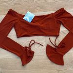 Majorelle  - Destiny Off Shoulder Long Sleeve Top in Orange Rust Photo 2