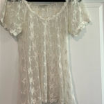 Sundance  Women's White Lace Shortsleeve Shirt Shear‎ Size Small Photo 0