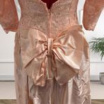 Vintage 1980's Lace and Satin Formal Dress Union Made Size 4 Orange Photo 3