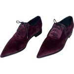 L'Agence L’AGENCE Velvet Pointed Toe Oxfords in Burgundy Size 6 Photo 3