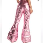 iHeartRaves  Babycakes Metallic Pink Puffer Snow Pants Mid Rise Flared S Photo 1
