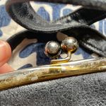 Suede and Leather Vintage Black Handbag w/ Gold Photo 5