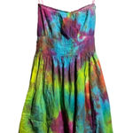 American Rag Y2K Tie Dye Babydoll Smocked Mini Dress Spaghetti Straps Hippie Boho Colorful XS Photo 0