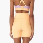 We Wore What Lace Up Corset High Rise Biker Shorts Peach Stretch Size Small 6" Photo 1