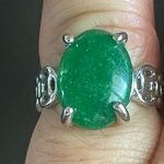 Oval green jade stone ring size 5.5 Photo 7
