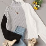 SheIn Color Block Turtleneck Sweater Photo 0