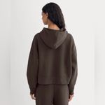Everlane Cropped Luxe Fleece Hoodie in Dark Chocolate, Size Large Photo 3