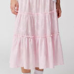 Urban Outfitters  | Baby Pink Feminine Tiered Embroidered Remnants Maxi Skirt, M Photo 0