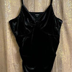 EXPRESS  Black Velvet Goth Witchy Bodycon Spaghetti Strap Bodysuit XL NWT Photo 0