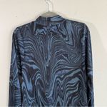 Good American Bodysuit Blue Black Ink Swirl Mesh Mock Neck Bodysuit Sz 2X(5) NWT Photo 9