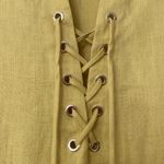 Cara Cara Molly Caftan Yellow Linen Dress White Embroidered Fringed Hem Size XS‎ Photo 4