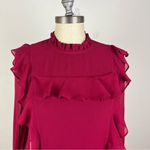 Rachel Parcell  Maroon Ruffle Blouse NWT XS Photo 2