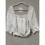 Cloth & Stone Anthropologie Square-Neck Smocked White Blouse Size Medium 2412 Photo 4