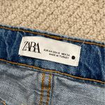 ZARA  The High Waist Short Blue Denim Jean Shorts Size 12 / 44 Distressed NWT Photo 2