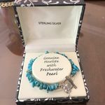 Genuine Howlite with Freshwater Pearl Blue Photo 0