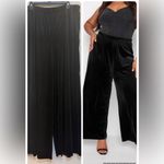 Zenana Outfitters Velvet Black High Rise Stretchy Pull On Wide Leg Pants Raw Hem 2X New Photo 1
