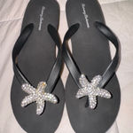 Tommy Bahama  Black Sandals with Sparkling Starfish NWOT Photo 0