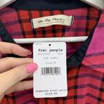 Free People Anthro We The Size XS Shirt Pacific Dawn Red Pink Plaid Ruched NEW Photo 3