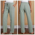 Soft Surroundings  Green Metallic Striped Linen Blend Pants Size XL Photo 1