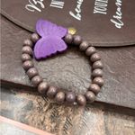 Handmade Purple Butterfly Charm Bracelet Cat’s Eye Beaded Y2K  Photo 2