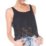 John Galt Black Cropped Tank Top Photo 0