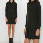 A.P.C. Megan Textured Silk Blend Shirtdress Shirt Dress Military Style Black Size 4 Photo 2