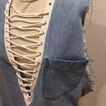 LF NWT Furst Of A Kind Lace-Up Chambray Top Photo 3