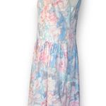 Vintage Lanz Originals Dress Pastel Pink Cornflower Blue Floral Printed Flowy Size 8 Photo 5