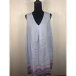 J. Jill Love Linen Blue Sleeveless Tank Dress Size L Midi Pockets Shift Sheath Size L Photo 1
