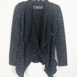 BNCI by Blanc Noir Tweed Drape Front Shawl Collar Cardigan Sweater Size Small Black Photo 2