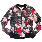 Bebe  Sport Jacket Black Floral Print Scuba Track Bomber Bling XS Photo 0