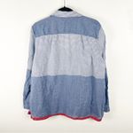 Chico's CHICO’S 100% Cotton Blue Striped Roll Tab Sleeves Button Shirt, Size XL Photo 1