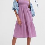 Gap  Women’s Smocked Midi Dress Lavender Purple Size M NWT Photo 0
