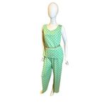 Vintage 1970s Geometric Knit Flare Leg Pants Medium Green Photo 5