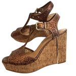 Antonio Melani  9 Selena metallic perforated t strap cork platform wedge 3088 Photo 0