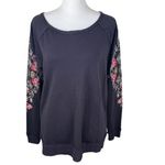 Knox Rose NWT  Embroidered Floral Flower Coal Soft Boho Coastal Top Large Photo 10