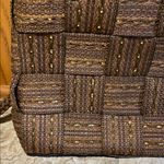 Vintage M & G Bertini Gold Brown Metallic Weave Bag with Woven Rope Handles Photo 6