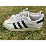 Adidas  Superstar White Black Striped Sneakers 9.5 Classic Streetwear Quiet Luxe Photo 8