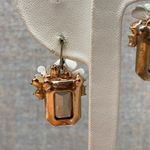 Iridescent Faceted Gem White Flower Accent Whimsical Fairycore Dangle Earrings Purple Photo 7