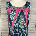 ICE SILK Scarf Print Sleeveless Maxi Dress Pink/Blue Multi Photo 2